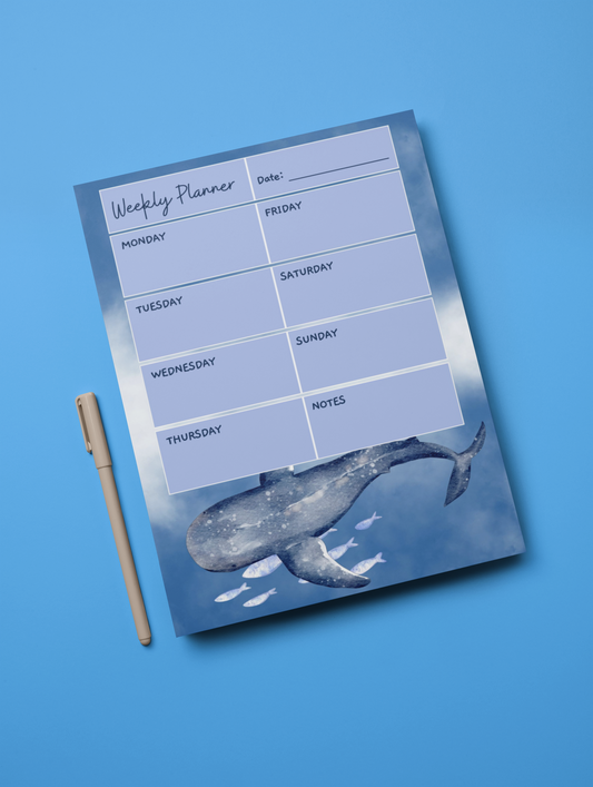 Calm Ocean Whale Shark Weekly Planner - Digital Download