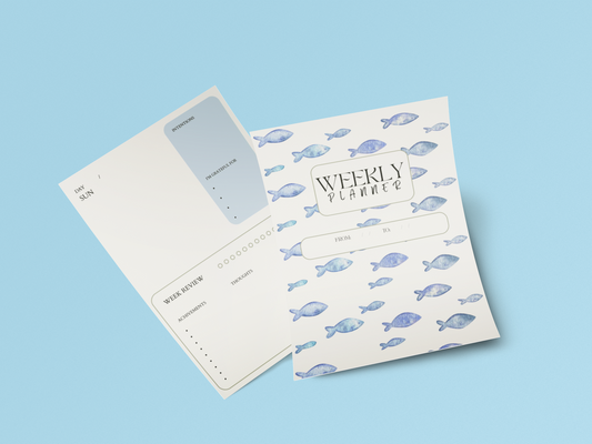 Calm Watercolor Fish Weekly Planner - 5 Page Printable A4