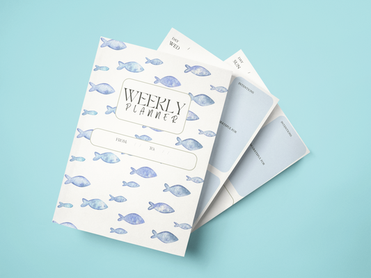 Calm Watercolor Fish Weekly Planner - 5 Page Printable A4